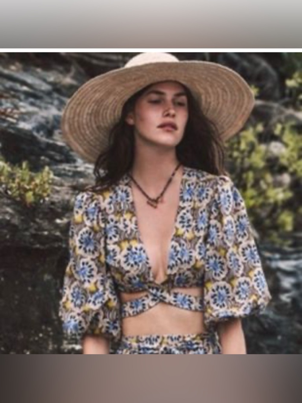 Alexis Maida puff sleeve wrap crop top sienna floral pattern XS - Picture 3 of 8